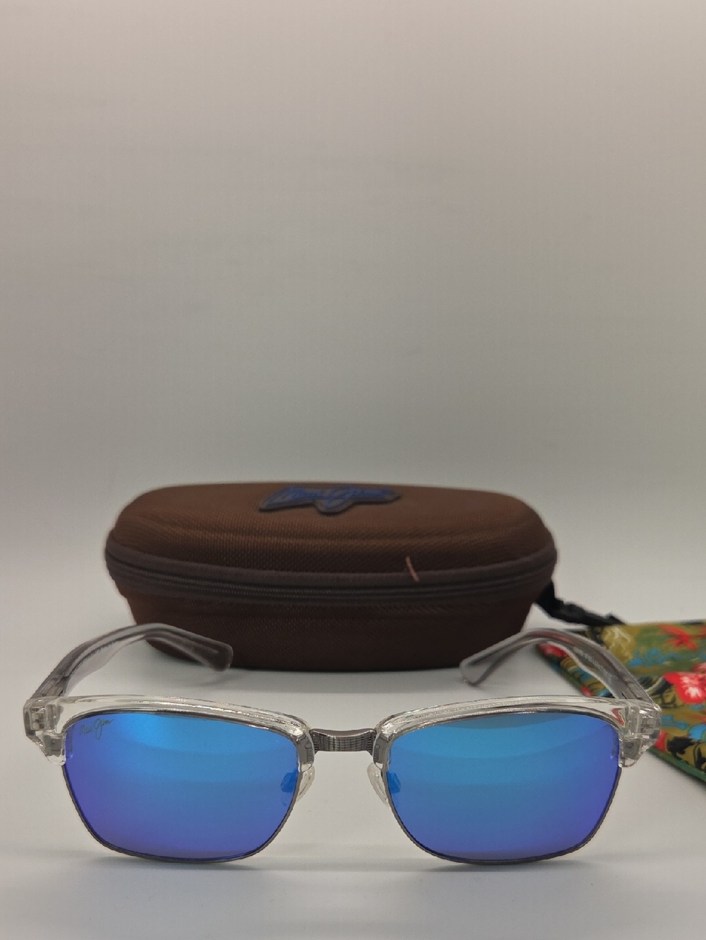 Maui Jim Kawika MJ B257 05CR Clear Frame Blue Mirrored Lens Sunglasses